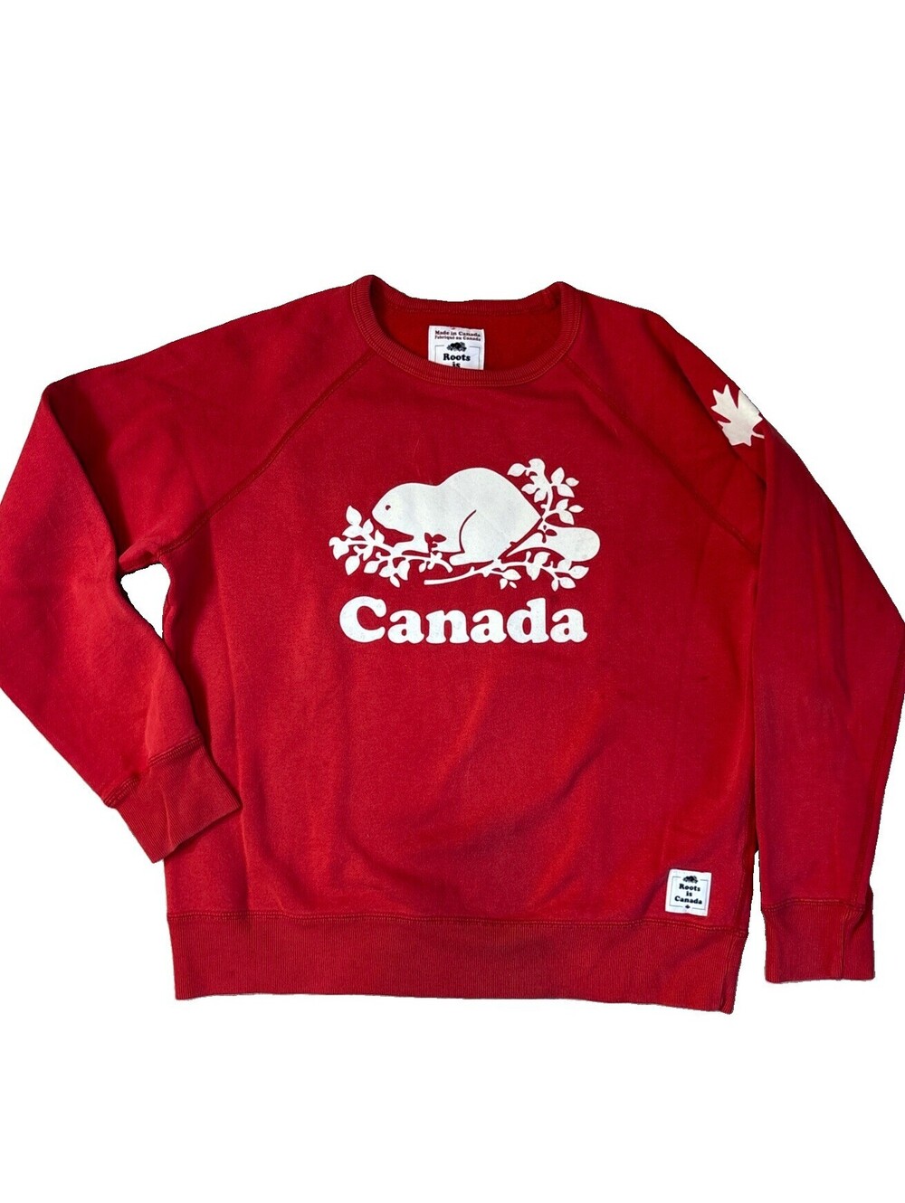 Roots Is Canada Iconic Women’s Large Red Crewneck Sweatshirt